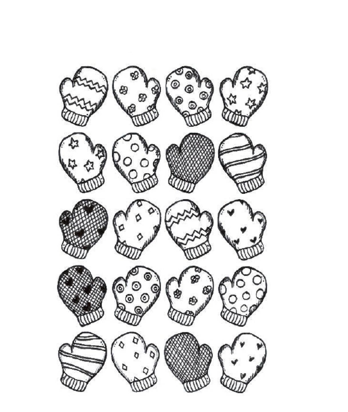 Зима, раскраски варежки с заданием, найди пару Раскраска зима