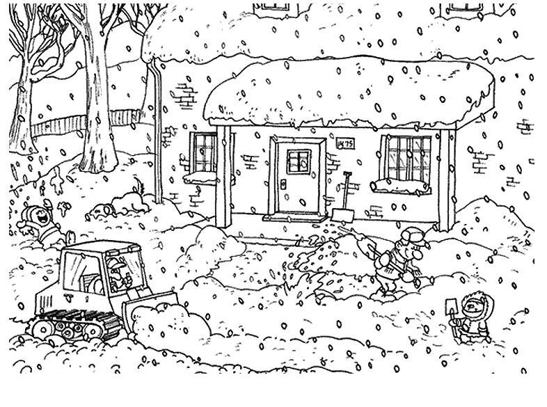 Зима во дворе Раскраски зимушка зима