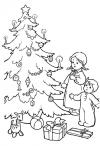 Зима, дети у новогодней елки Детские раскраски зима распечатать