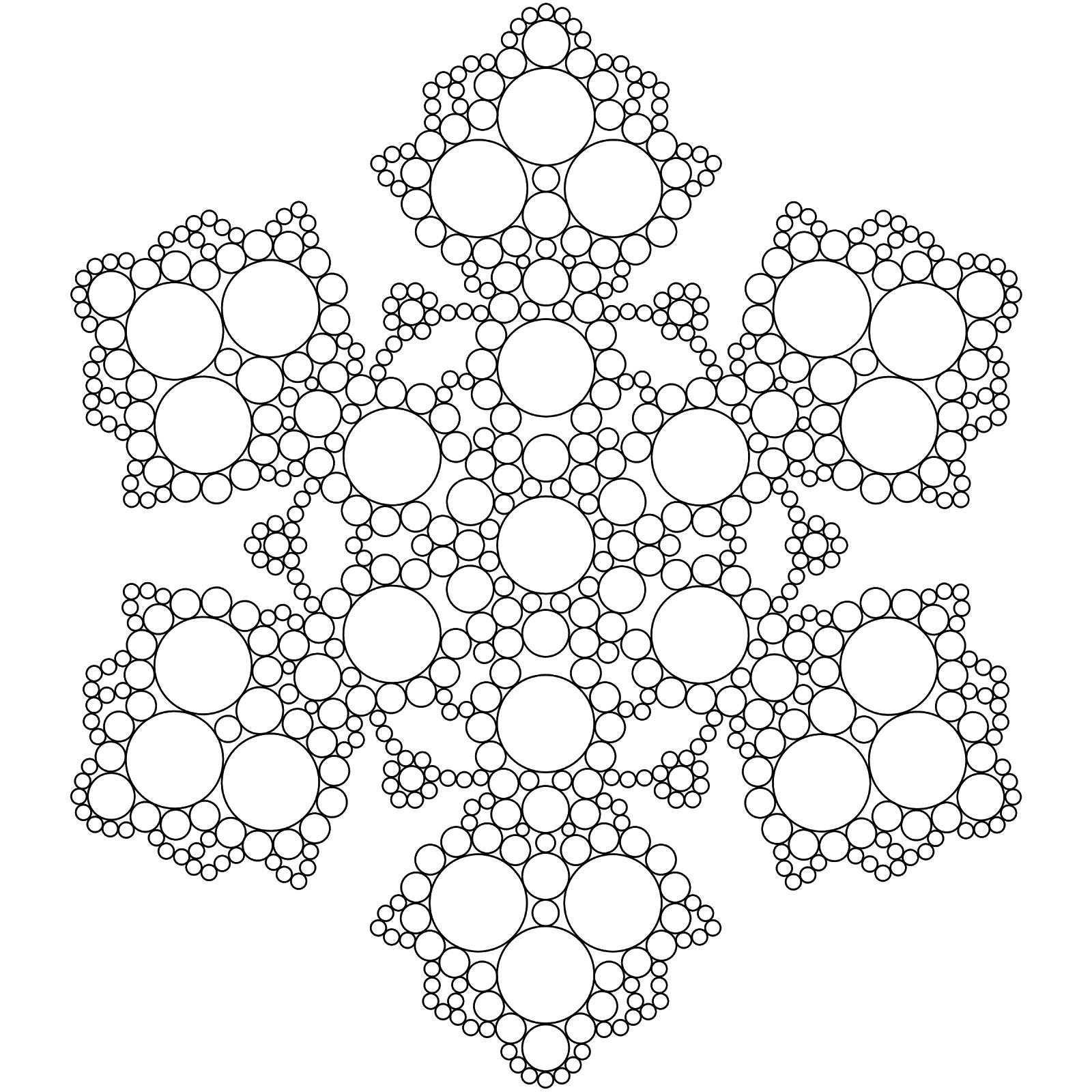 Снежинки из кружочков Раскраски для детского сада