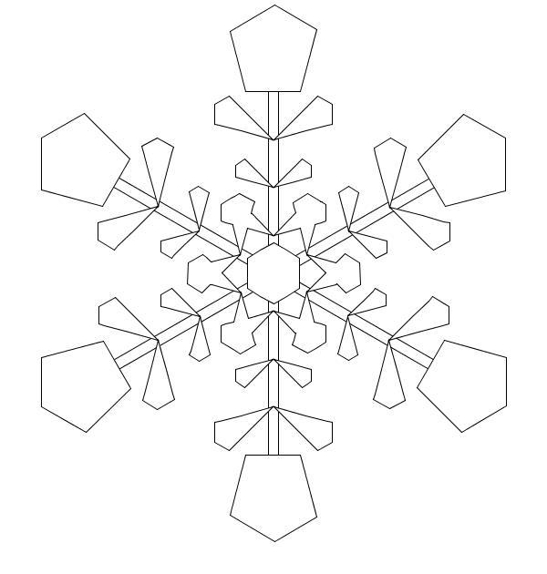 Снежинка из геометрических фигур Раскраски зима скачать бесплатно