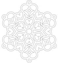 Снежинки узором в сердечки Раскраски для детского сада