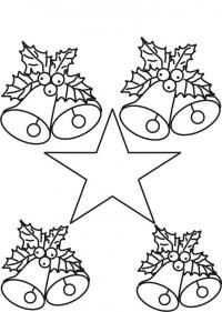 Колокольчики со звездочкой на открытку Зимние раскраски для малышей