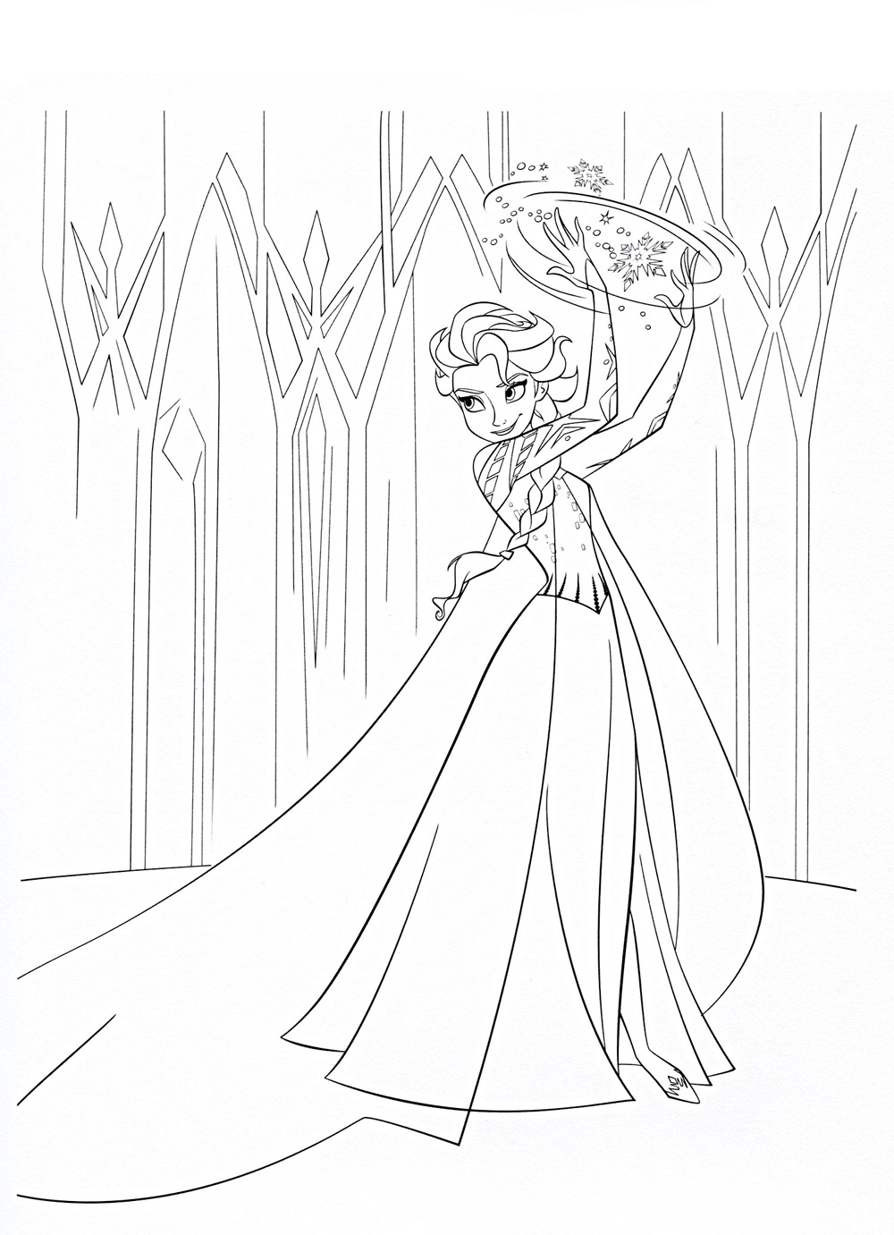 Принцесса колдует Зимние рисунки раскраски