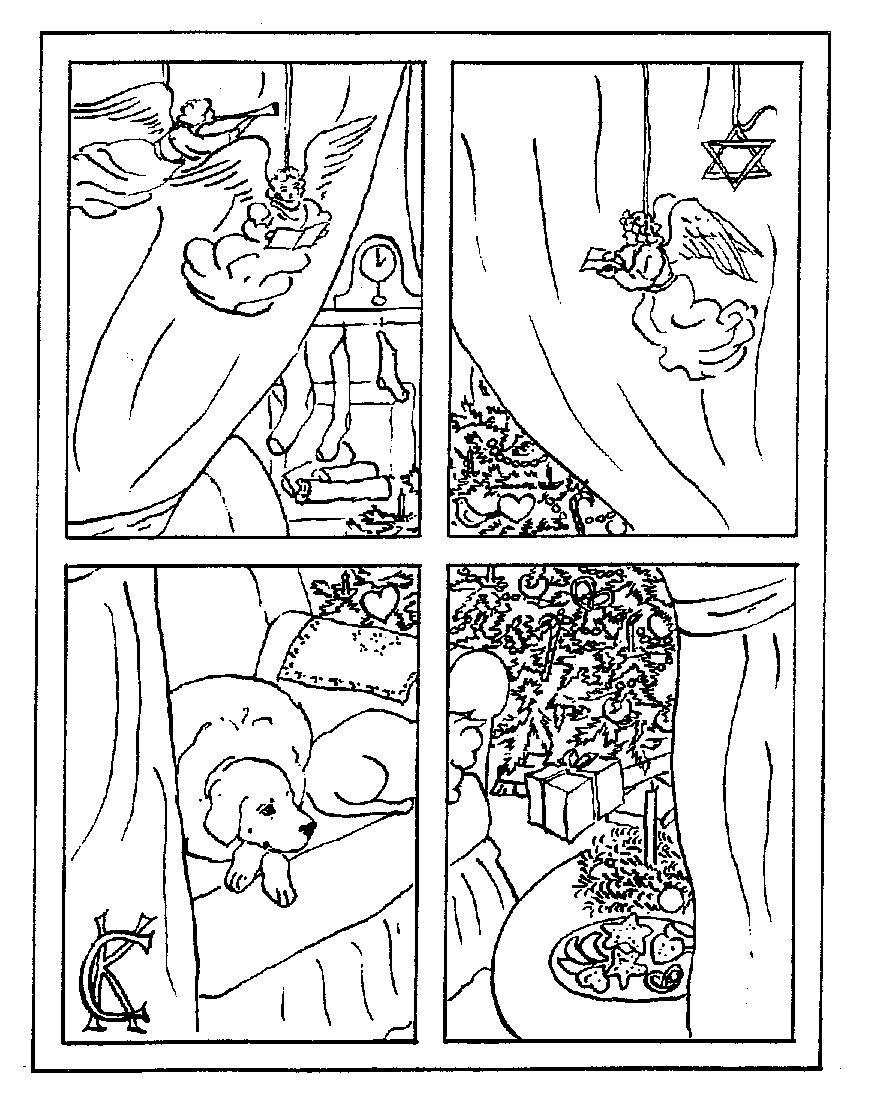 Новогодние открытки с видом из окна Зимние раскраски для девочек