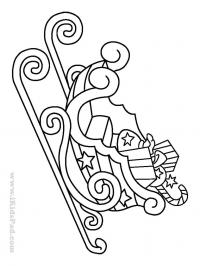 Сани со звездами и подарками Раскраска зима распечатать