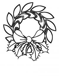 картинки на рабочий стол онлайн Новогодний рождественский венок из листьев с бантиком Зимние рисунки раскраски