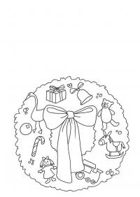 картинки на рабочий стол онлайн Новогодний рождественский венок с игрушками Зимние рисунки раскраски