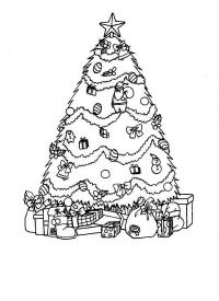 Елка с подарками для плакатов Раскраски зима скачать бесплатно