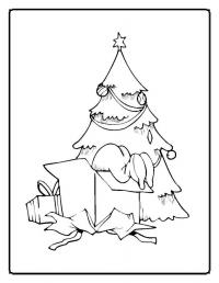 картинки на рабочий стол онлайн Елка с подарками и ребенок лезет в коробку Раскраски зимушка зима