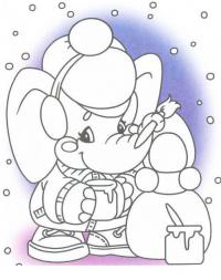 картинки на рабочий стол онлайн Слоник под снегом Раскраска сказочная зима