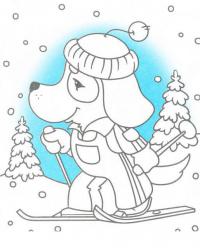 картинки на рабочий стол онлайн Лыжи Раскраска сказочная зима