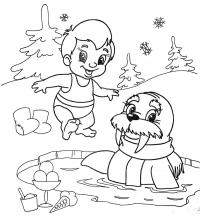 Лед Раскраска зима пришла