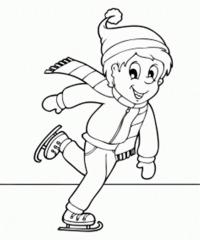 Бег на коньках Детские раскраски зима распечатать