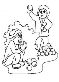 картинки на рабочий стол онлайн Игра в снежки Зимние раскраски для девочек