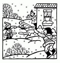 картинки на рабочий стол онлайн Игра в снежки Зимние раскраски для девочек