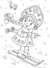 Снегурочка на лыжах Детские раскраски зима распечатать