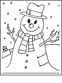 Снеговик весельчак Раскраска зима распечатать