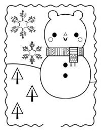 Снежный день Раскраска зима распечатать