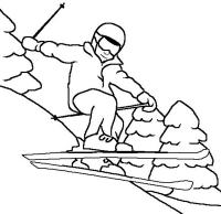 В прыжке с трамплина Рисунок раскраска на зимнюю тему