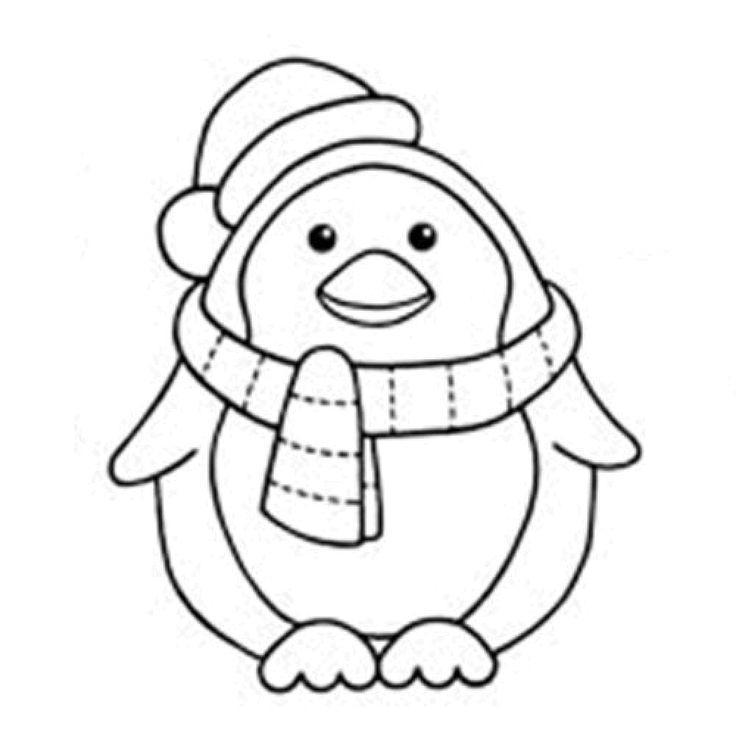 Пингвиненок в шарфе Раскраски зима скачать бесплатно