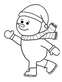 картинки на рабочий стол онлайн Снеговик на коньках Раскраска сказочная зима