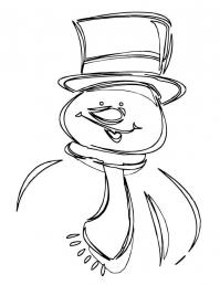 Снеговик в шляпе целиндр Раскраски на тему зима