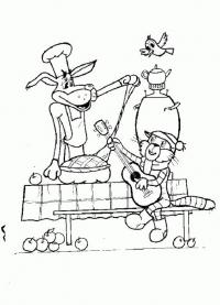 Простоквашино пес готовит торт к новому году Раскраска сказочная зима