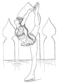 Фигуристка на катке Раскраски зима распечатать бесплатно