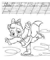 Лисичка на коньках Раскраски про зиму для детей