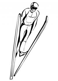 Взлет с транплина Раскраски зима распечатать бесплатно