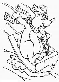 картинки на рабочий стол онлайн Олень на санках Зимние раскраски для девочек